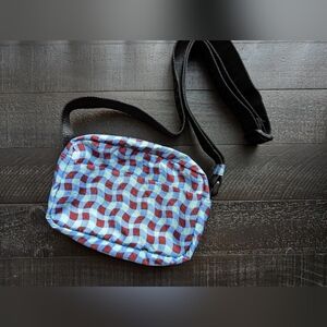 Baggu Blue Wavy Gingham Camera Crossbody